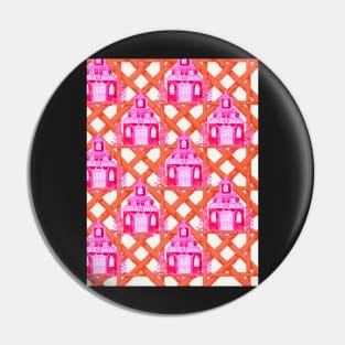 Pink pagoda on orange bamboo larrice Pin