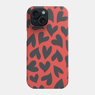 Seamless black hearts pattern Phone Case