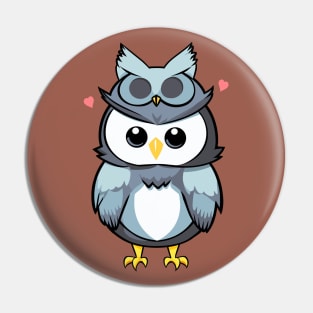 Kawaii Owl with owl costume Pin