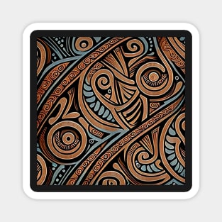 Maori pattern in black, brown and blue Magnet