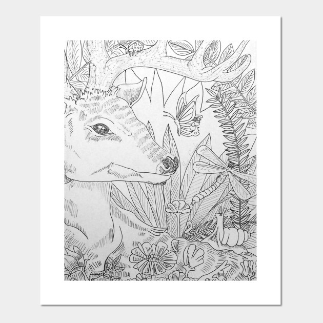 Deer in Forest Drawing - Deer Drawing - Posters and Art Prints | TeePublic Deer in Forest Drawing - Deer Drawing - Posters and Art Prints | TeePublic