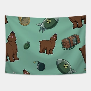 Dumb Bear Danger Pattern (mint) Tapestry