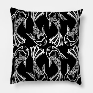 Koi Fish Pattern Black and White Palette Pillow