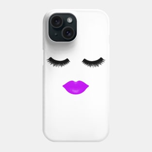 Purple Lips and Eyelashes Phone Case