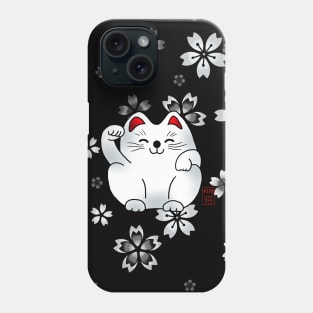 Lucky cat, sitting white maneki Phone Case