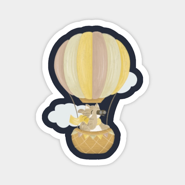 Cat in a hot air balloon Magnet by AbbyCatAtelier