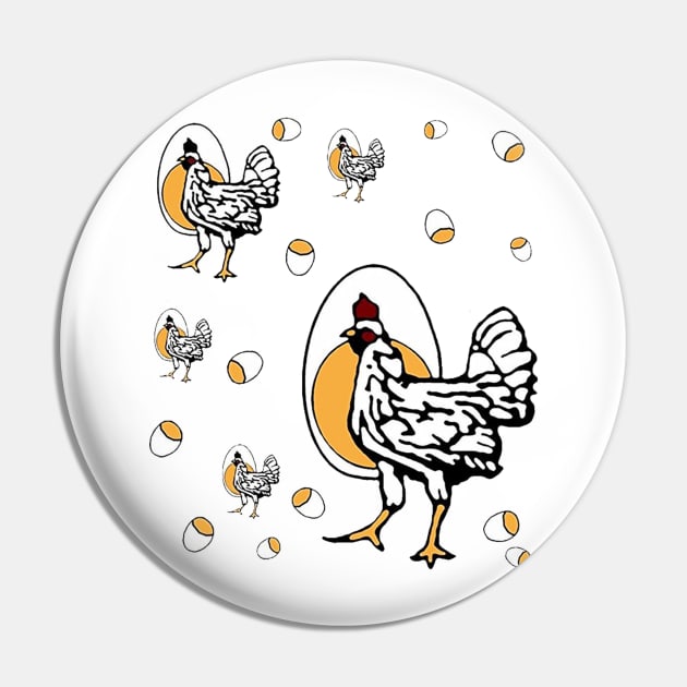 Funny Cackling TV Mom Chicken Egg Shirt Pin by charlescheshire