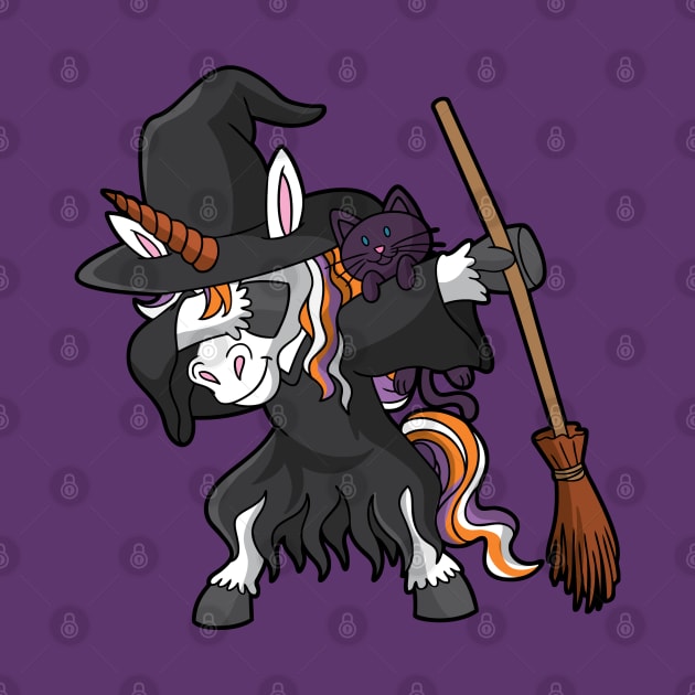 Dabbing Unicorn Witch Halloween by E