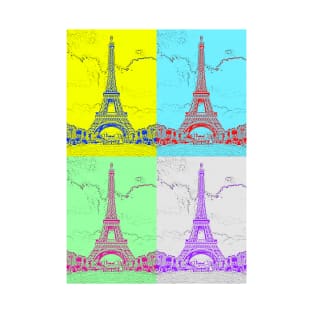 Eiffel Tower, Paris - Colorful Pop Art Poster T-Shirt