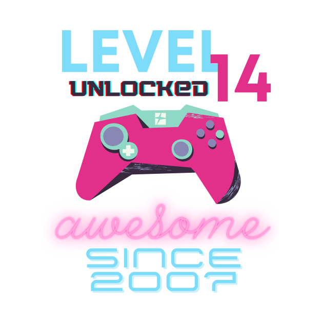 Level 14 Unlocked Awesome 2007 Video Gamer by Fabled Rags 