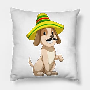 Dog as Mexican with Straw hat Pillow