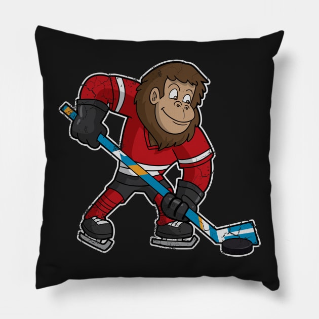 Bigfoot Squatch Hockey Player Pillow by E