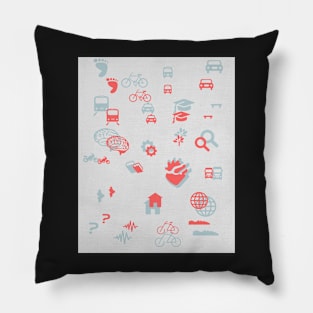 Urban mobility icons illustration Pillow