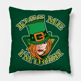 Kiss Me I'm Irish (Lady Leprechaun) Pillow