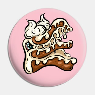 Monster Lowbrow Chocolate Cake Slice Cartoon Freaky Character Pin