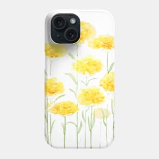 abstract yellow common yarrow flowers watercolor Phone Case