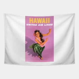Vintage Travel Poster Hawaii Hula Dancer Tapestry