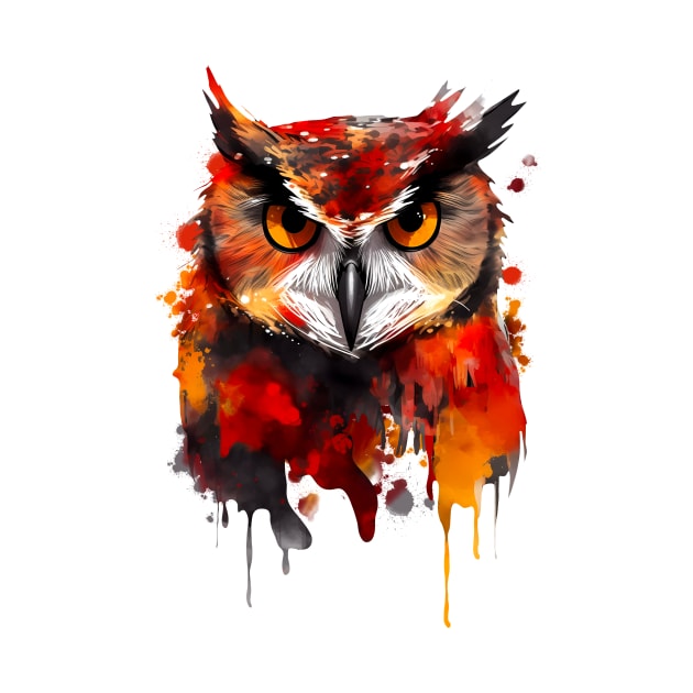 Owl paint splatter by NemfisArt