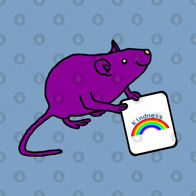 Purple Rat with Kindness Rainbow Sign Positivity by ellenhenryart