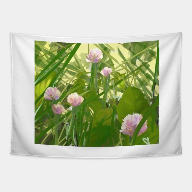 Purple Chives Tapestry by trishaclarkin