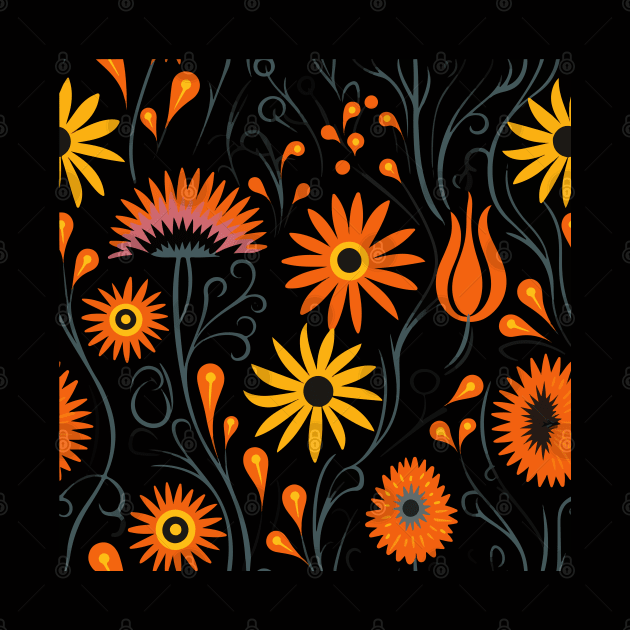 Vibrant vintage wildflowers pattern by etherElric
