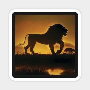 Lion in the Serengeti at Sunset Magnet