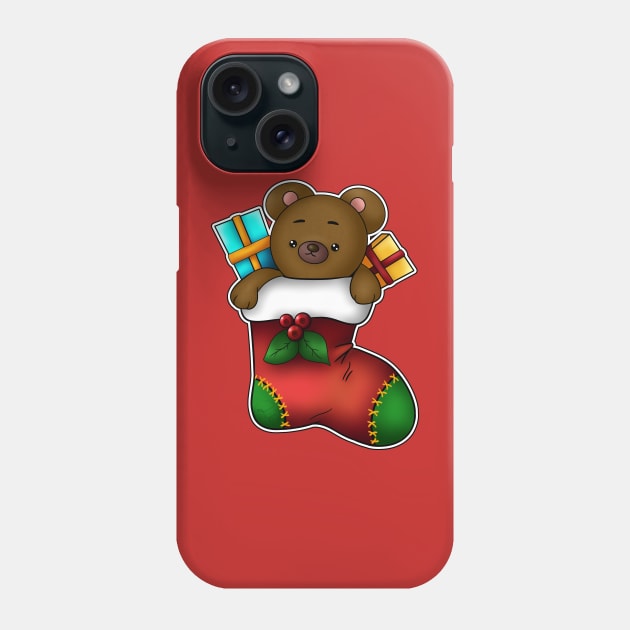 teddy Xmas Phone Case by Drawers of Drawing