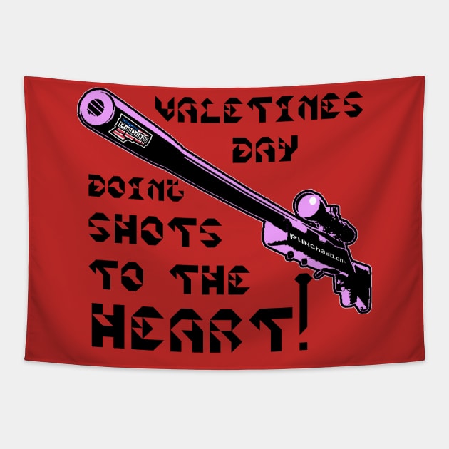 Valentines Day Doing Shots To The HEART! v. Code Pink Blk Text Tapestry by punchado