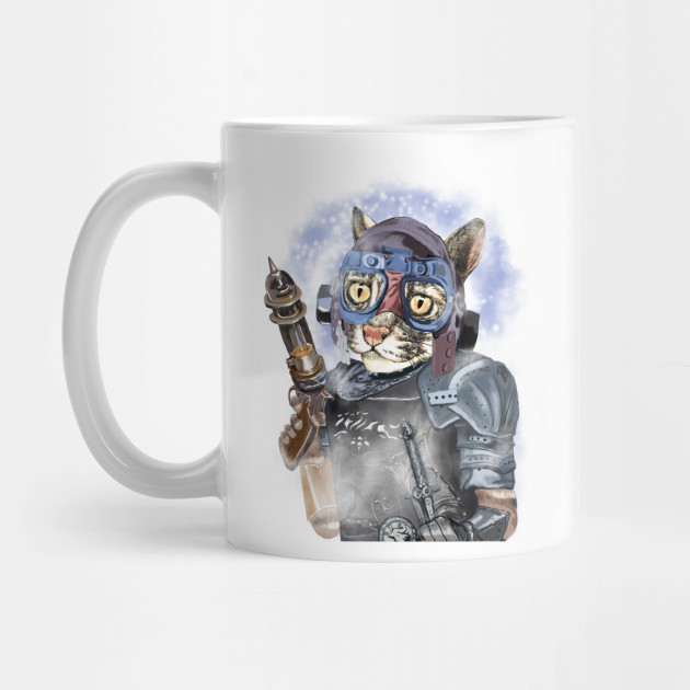 Naughty Pilot Cat With Laser Gun And Heavy Armor Cat Mug