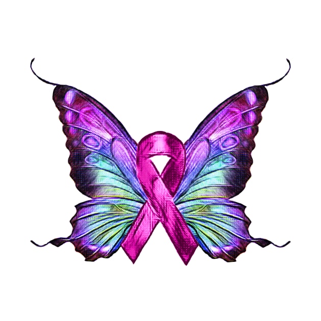 Colorful Breast Cancer Awareness Butterfly by m2inspiration