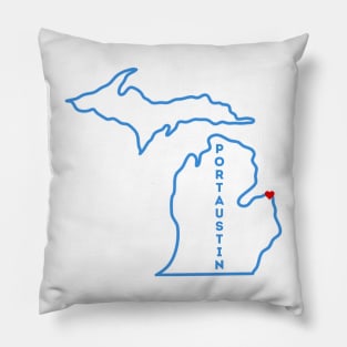 Port Austin MI Love (Blue) Pillow