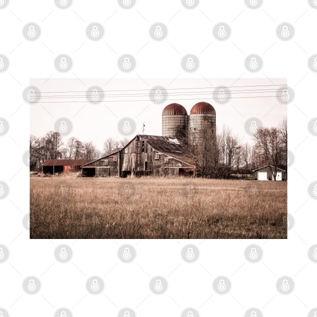 Rural Barn With Silos by Robert Alsop