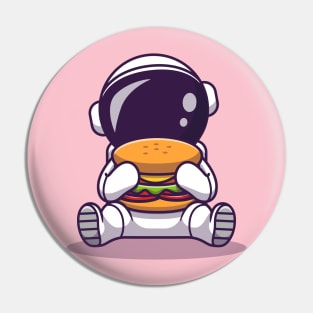 Cute Astronaut Eating Burger Pin