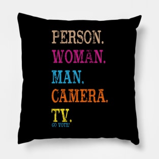 Person Woman Man Camera Tv Go Vote! Pillow