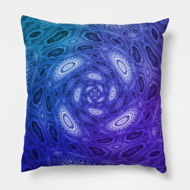 Blue Ombre Floral Rose Pillow by Moon Art