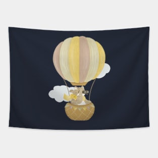 Cat in a hot air balloon Tapestry