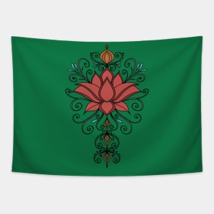 Red Lotus Flower Tapestry