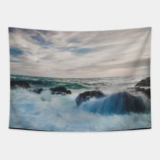 Blue Ocean Waves Tapestry