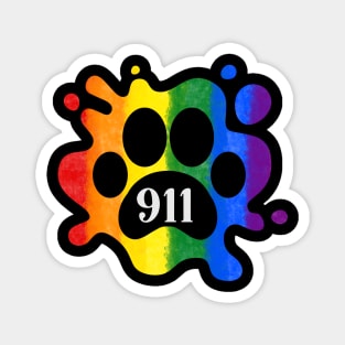 Dispatcher LGBTQIA 911 Rainbow Pride Paw Print Magnet