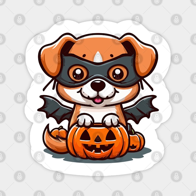 Dog in halloween mask Magnet by Xopaw