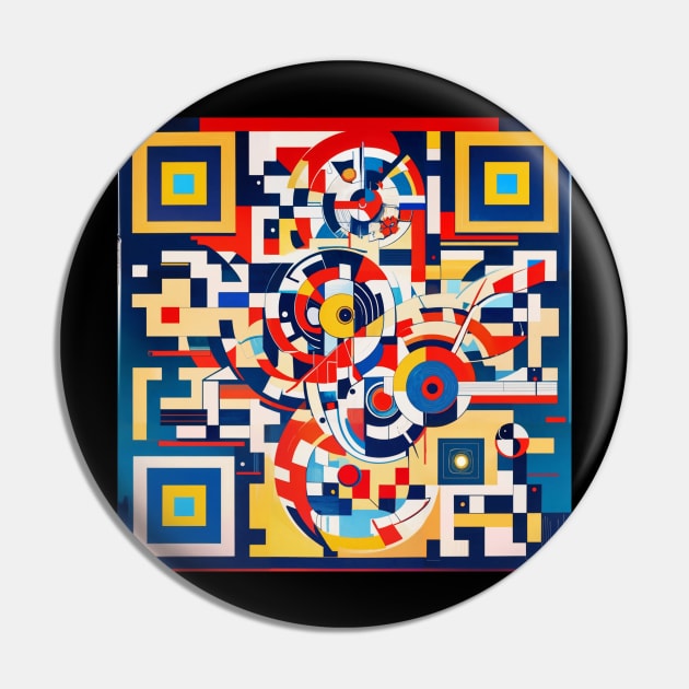 RickRoll QR Code Geometric Abstract Painting Pin by ravel.live