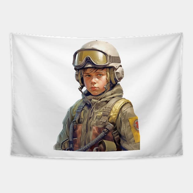 Innocent Valor: The Courageous Journey of a Young Soldier Tapestry by Unboxed Mind of J.A.Y LLC 