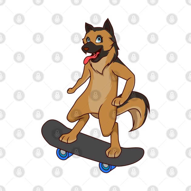 Cartoon shepherd dog riding skateboard by Modern Medieval Design