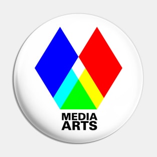 Media Arts - large image - black lettering Pin