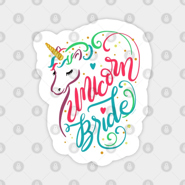 Unicorn Bride Colorful Magical Wedding Engagement Magnet by DoubleBrush