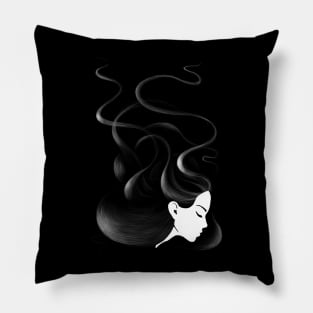 Black hair Pillow