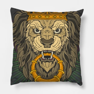 Lion head with crown illustration graphic Pillow