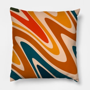 Retro Swirl 70s Abstract Colorful Classy Pillow