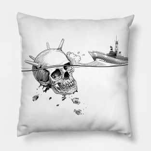 SEA MINE-SKULL AND WARSHIP Pillow