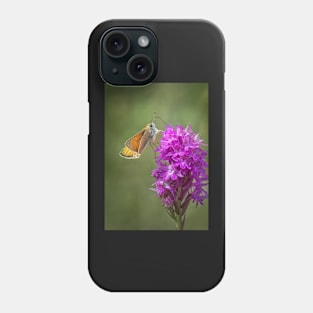 Pyramidal Orchid with Small Skipper Phone Case